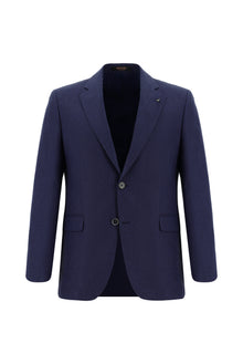 Orta Lacivert 4 Drop Relaxed Fit Rahat Kesim Klasik Keten Ceket-Abdullah Ki??l?