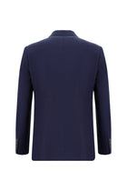 Orta Lacivert Slim Fit Dar Kesim Klasik Keten Ceket