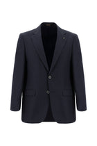 Koyu Lacivert Slim Fit Dar Kesim Klasik Keten Ceket