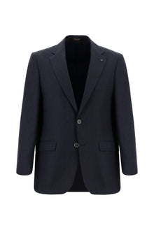 Koyu Lacivert 7 Drop Slim Fit Dar Kesim Klasik Keten Ceket-Abdullah Ki??l?