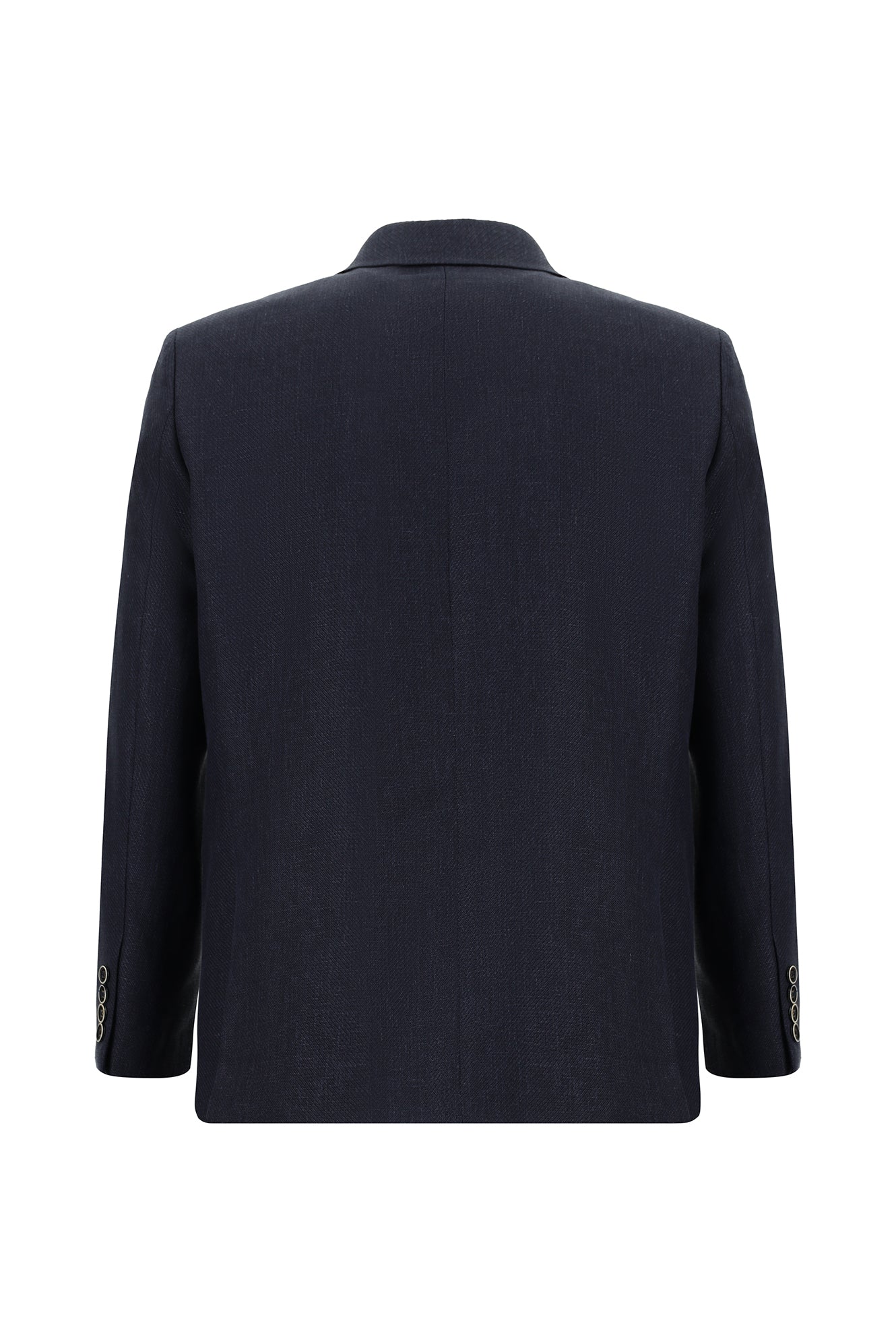 Koyu Lacivert Slim Fit Dar Kesim Klasik Keten Ceket