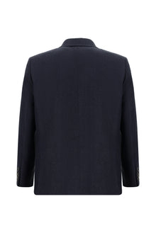 Koyu Lacivert 4 Drop Relaxed Fit Rahat Kesim Klasik Keten Ceket-Abdullah Ki??l?