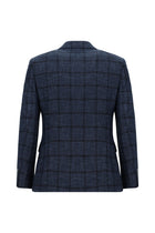 Koyu Lacivert Slim Fit Dar Kesim Ekose Ceket