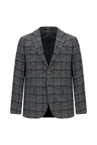 Koyu Antrasit Slim Fit Dar Kesim Ekose Ceket