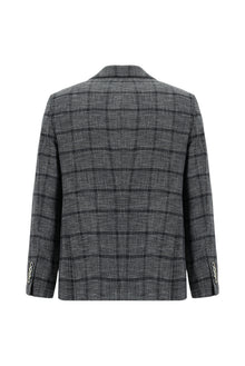 Koyu Antrasit 7 Drop Slim Fit Dar Kesim Ekose Ceket-Abdullah Ki??l?