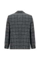 Koyu Antrasit Slim Fit Dar Kesim Ekose Ceket