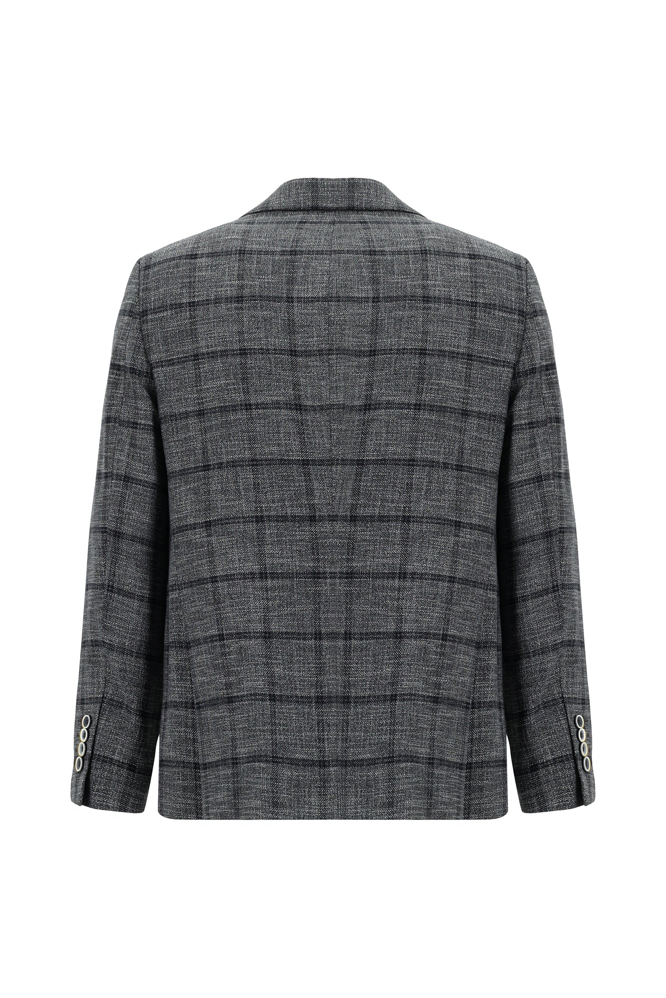 Koyu Antrasit Slim Fit Dar Kesim Ekose Ceket