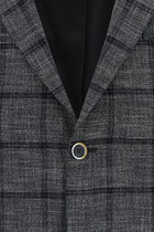 Koyu Antrasit Slim Fit Dar Kesim Ekose Ceket