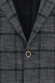 Koyu Antrasit 7 Drop Slim Fit Dar Kesim Ekose Ceket-Abdullah Ki??l?