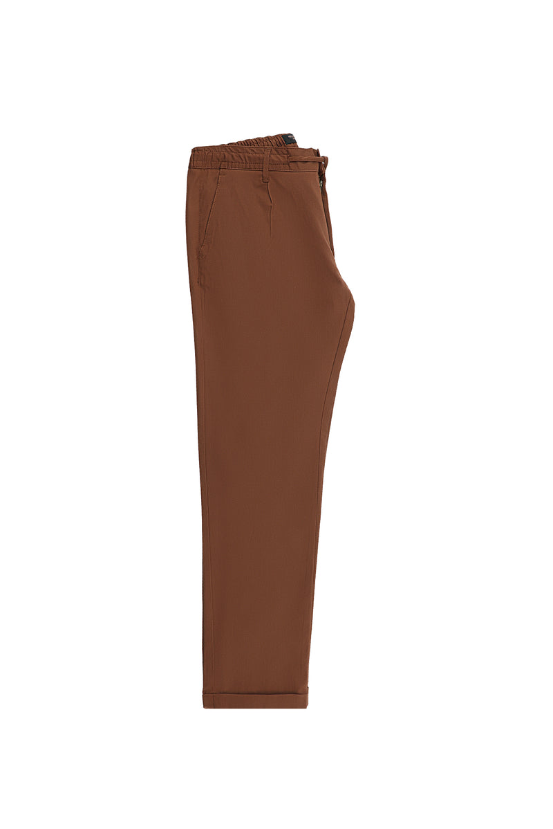 Acı Kahve Regular Fit Likralı Beli Lastikli İpli Pantolon
