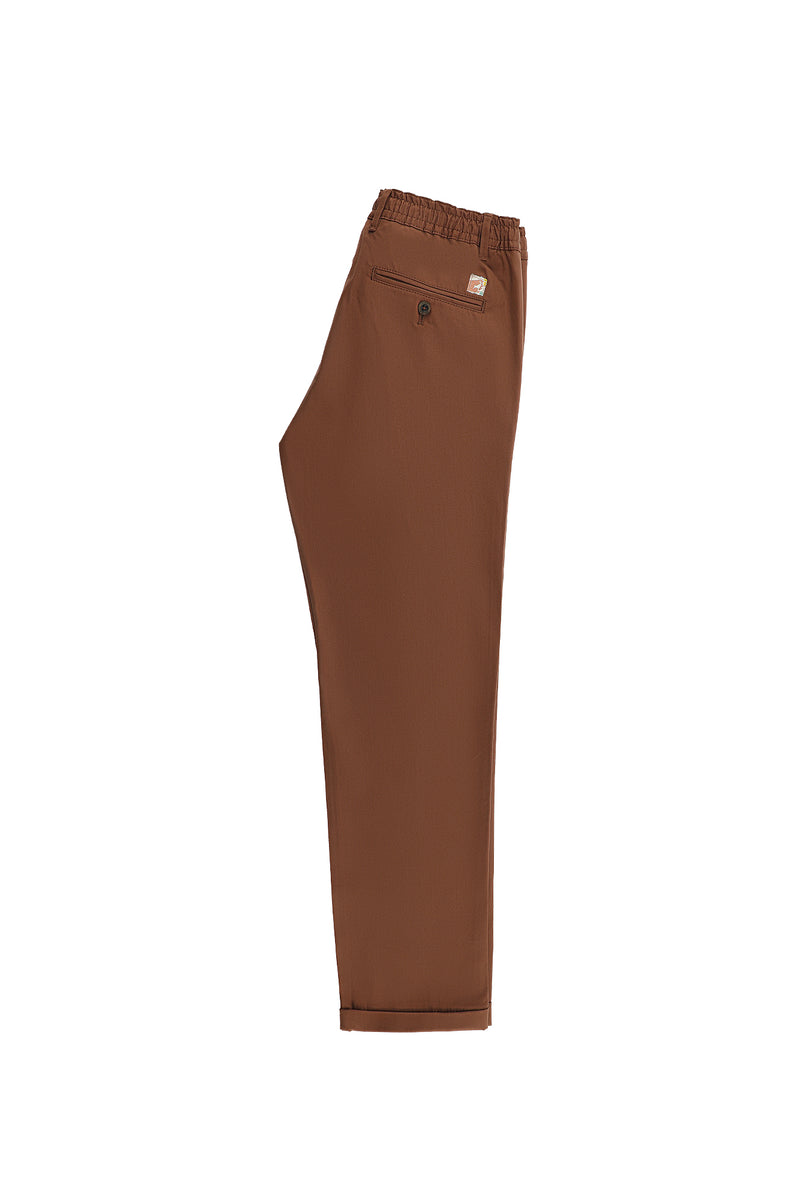 Acı Kahve Regular Fit Likralı Beli Lastikli İpli Pantolon
