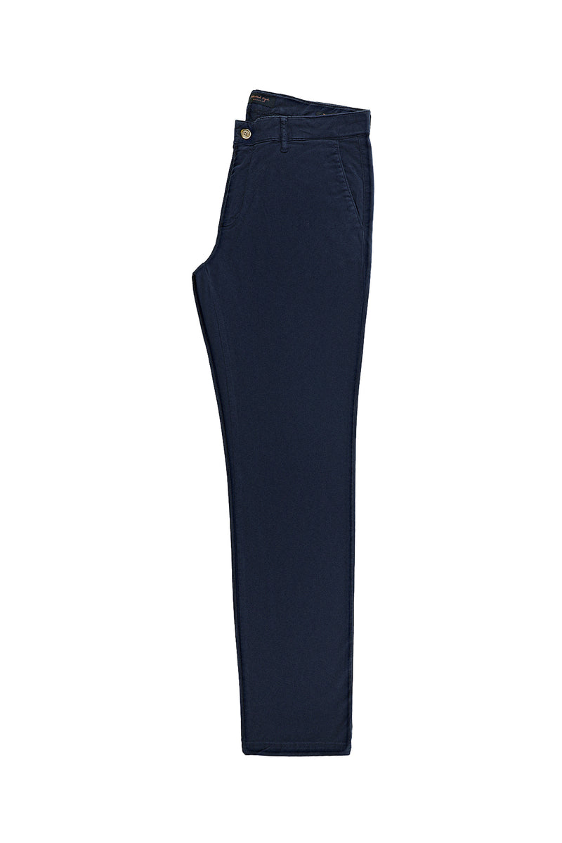 Koyu Lacivert Regular Fit Likralı Kanvas / Chino Pantolon