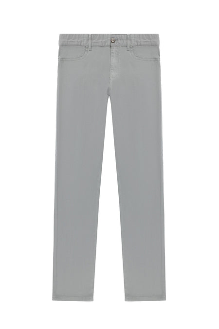 Aç?k Gri Slim Fit Dar Kesim Likral? Kanvas / Chino Pantolon-Abdullah Ki??l?