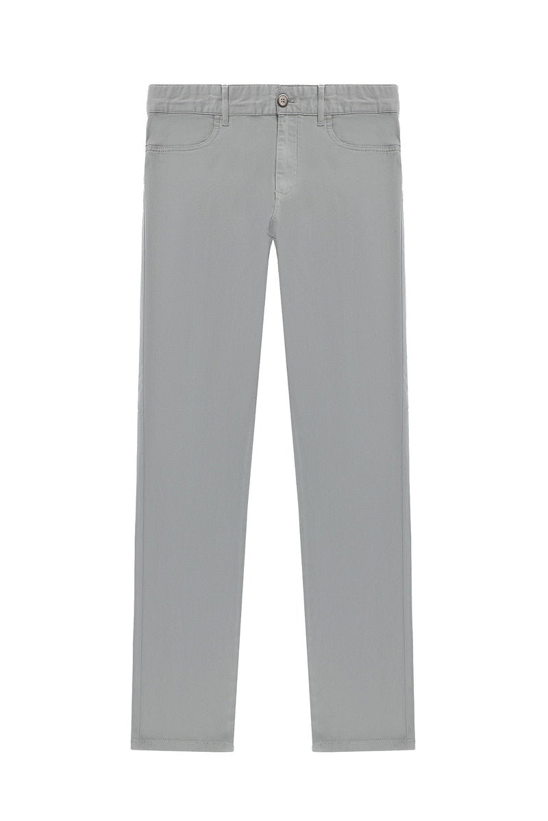 Aç?k Gri Slim Fit Dar Kesim Likral? Kanvas / Chino Pantolon-Abdullah Ki??l?