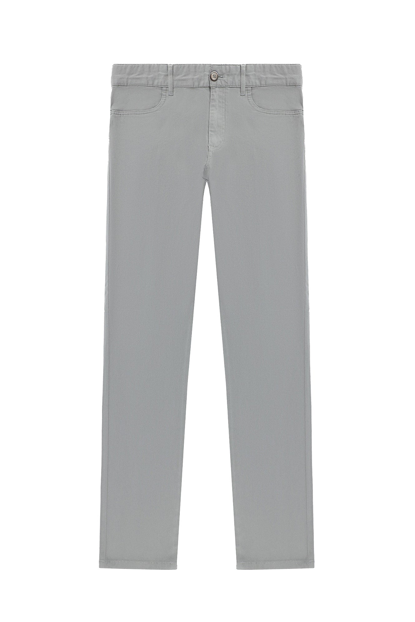 Açık Gri Slim Fit Dar Kesim Likralı Kanvas / Chino Pantolon