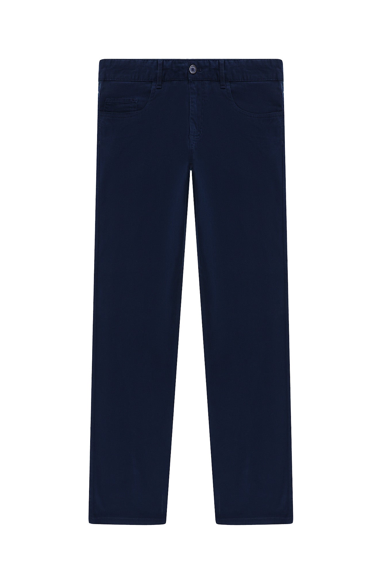 Orta Lacivert Regular Fit Likralı Kanvas / Chino Pantolon
