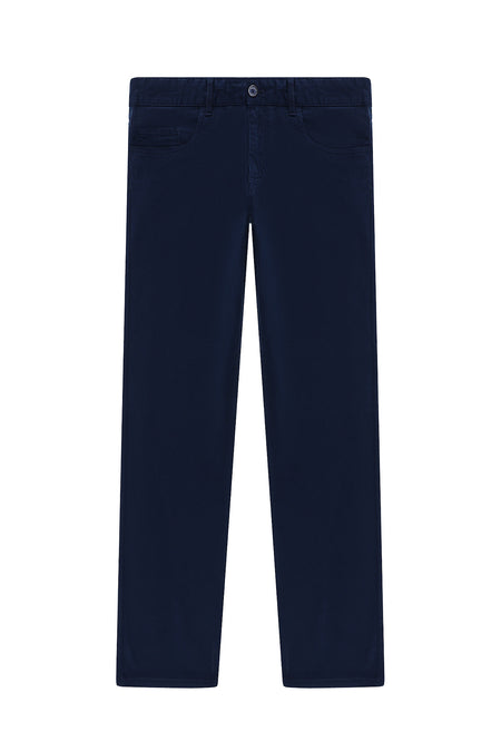 Orta Lacivert Regular Fit Likralı Kanvas / Chino Pantolon