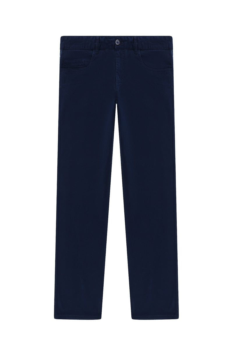 Orta Lacivert Regular Fit Likralı Kanvas / Chino Pantolon