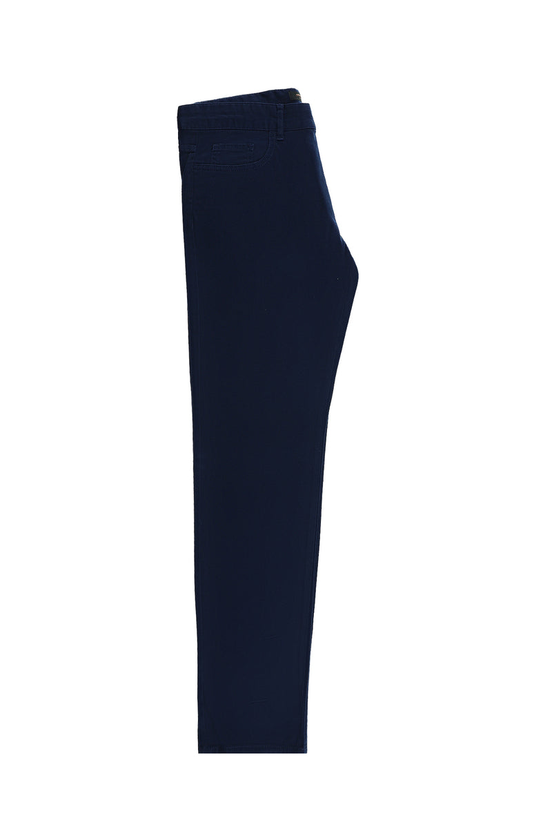 Orta Lacivert Regular Fit Likralı Kanvas / Chino Pantolon