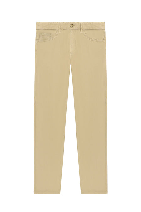 Koyu Bej Slim Fit Dar Kesim Likral? Kanvas / Chino Pantolon-Abdullah Ki??l?