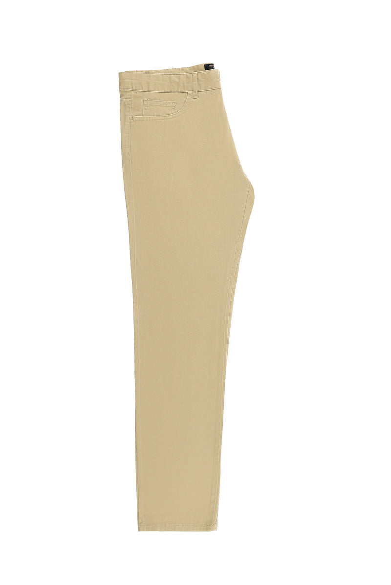 Koyu Bej Regular Fit Likralı Kanvas / Chino Pantolon