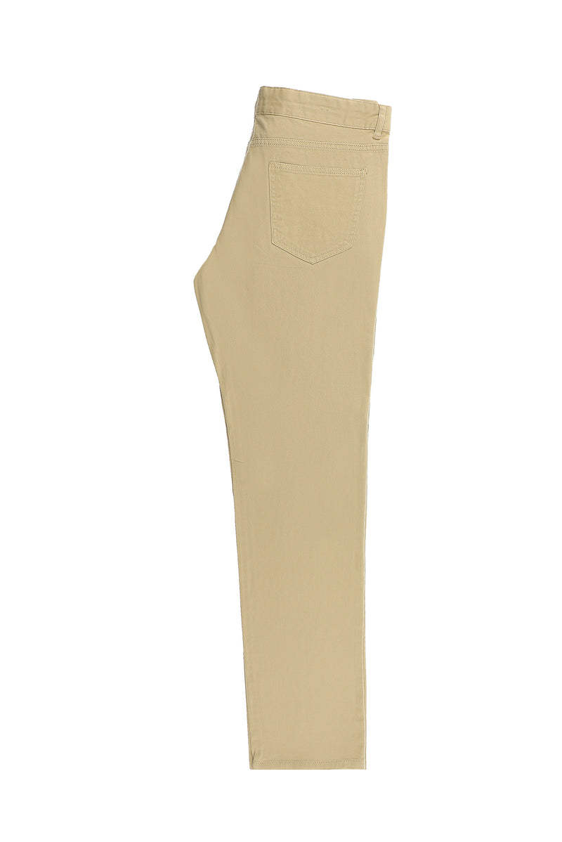 Koyu Bej Slim Fit Dar Kesim Likralı Kanvas / Chino Pantolon