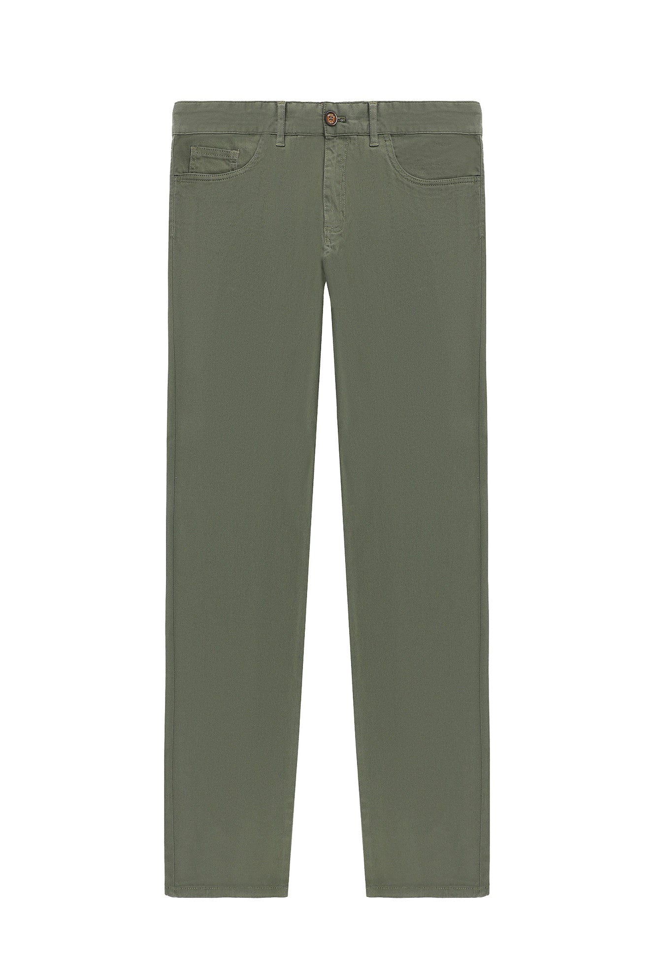 Orta Haki Regular Fit Likralı Kanvas / Chino Pantolon