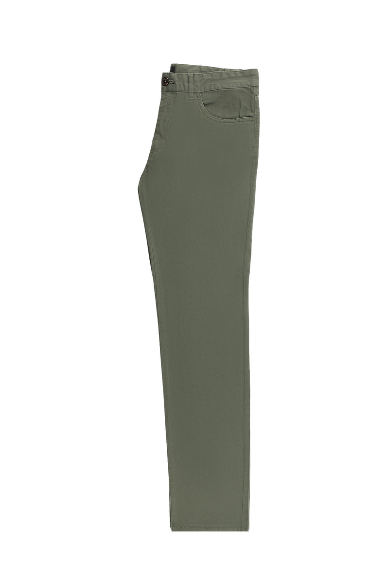 Orta Haki Regular Fit Likralı Kanvas / Chino Pantolon