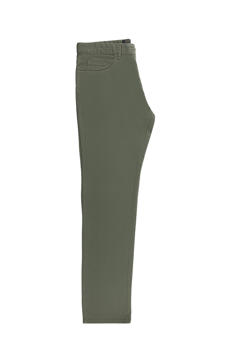 Orta Haki Regular Fit Likralı Kanvas / Chino Pantolon