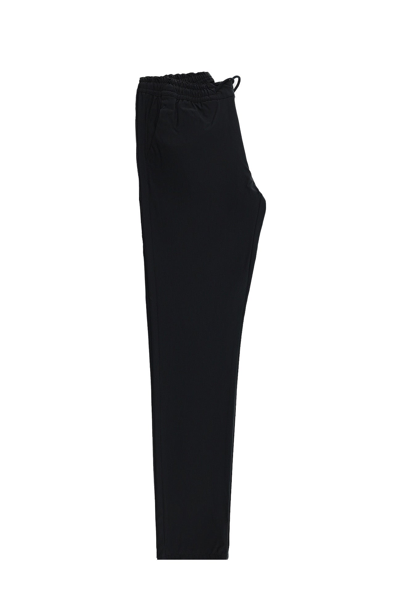 Siyah Slim Fit Dar Kesim Likralı Beli Lastikli İpli Pantolon