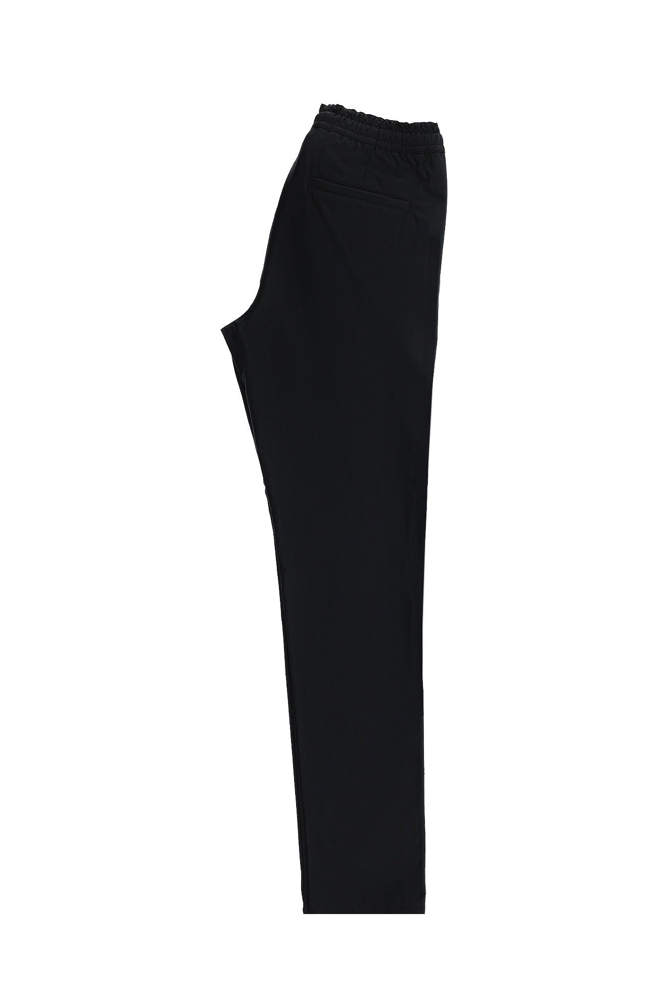 Siyah Slim Fit Dar Kesim Likralı Beli Lastikli İpli Pantolon
