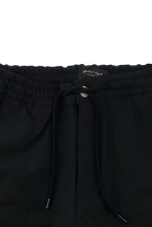 Siyah Slim Fit Dar Kesim Likralı Beli Lastikli İpli Pantolon