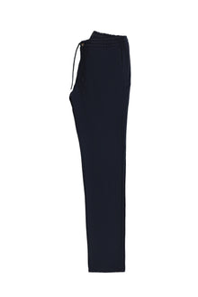 Koyu Lacivert Slim Fit Dar Kesim Likralı Beli Lastikli İpli Pantolon