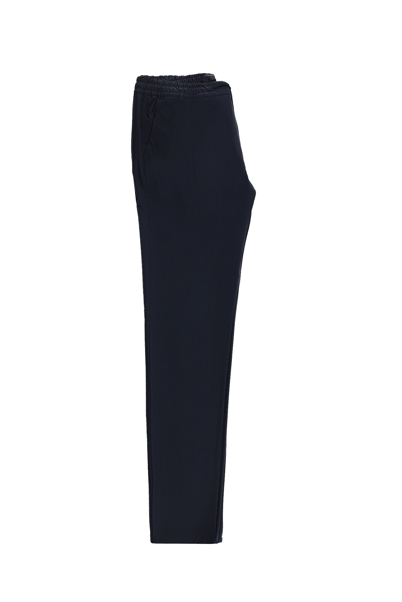 Koyu Lacivert Slim Fit Dar Kesim Likralı Beli Lastikli İpli Pantolon