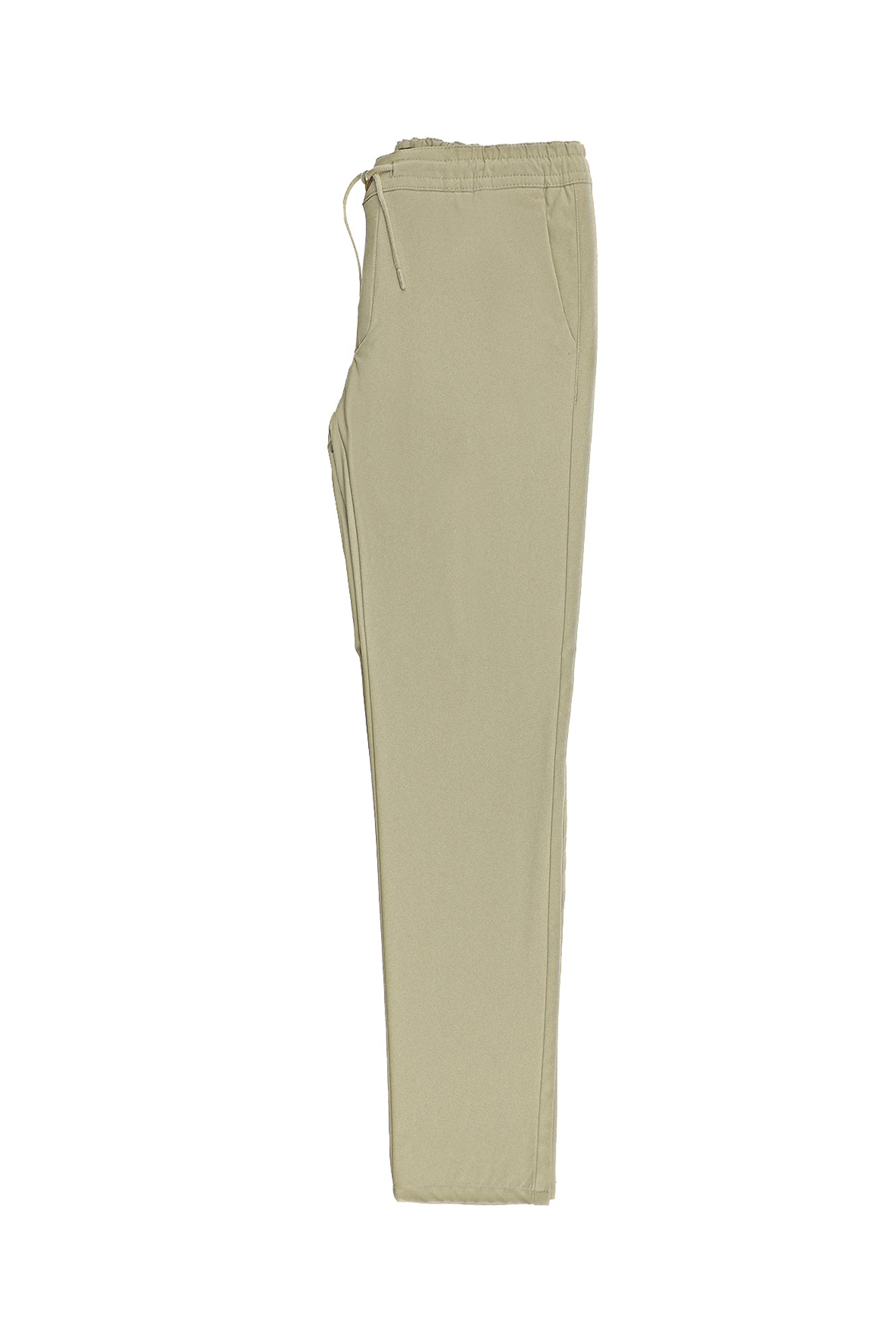 Açık Bej Slim Fit Dar Kesim Likralı Beli Lastikli İpli Pantolon