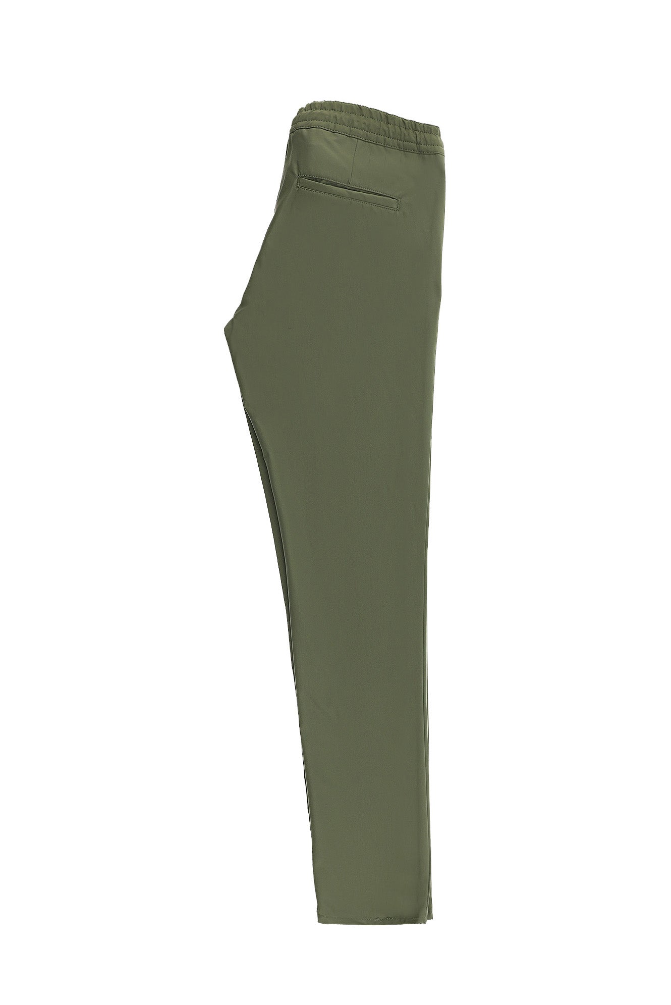 Orta Haki Slim Fit Dar Kesim Likralı Beli Lastikli İpli Pantolon
