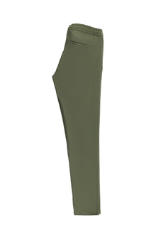 Orta Haki Slim Fit Dar Kesim Likralı Beli Lastikli İpli Pantolon