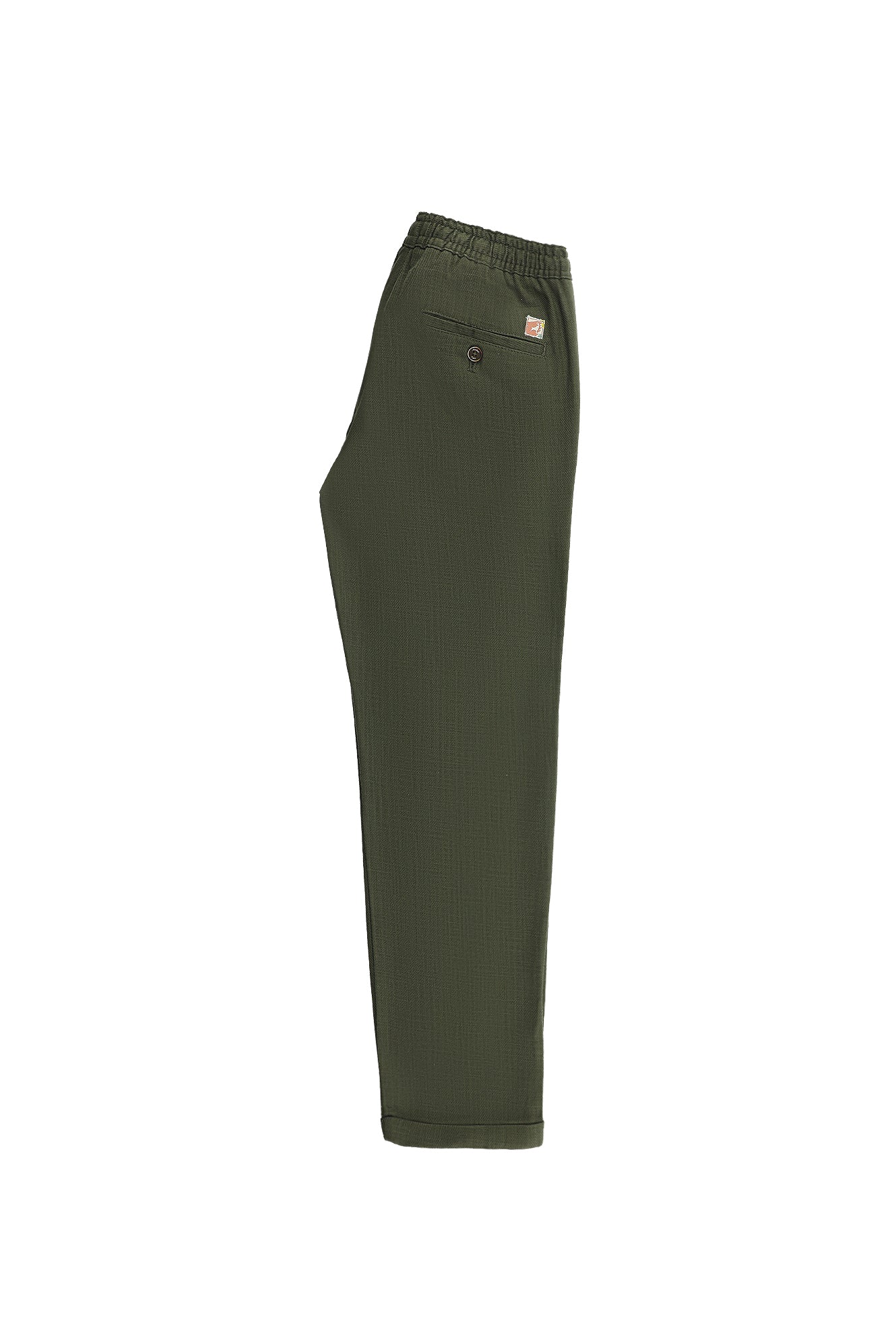 Orta Haki Regular Fit Standart Kesim Beli Lastikli ?pli Pamuklu Keten Pantolon-Abdullah Ki??l?