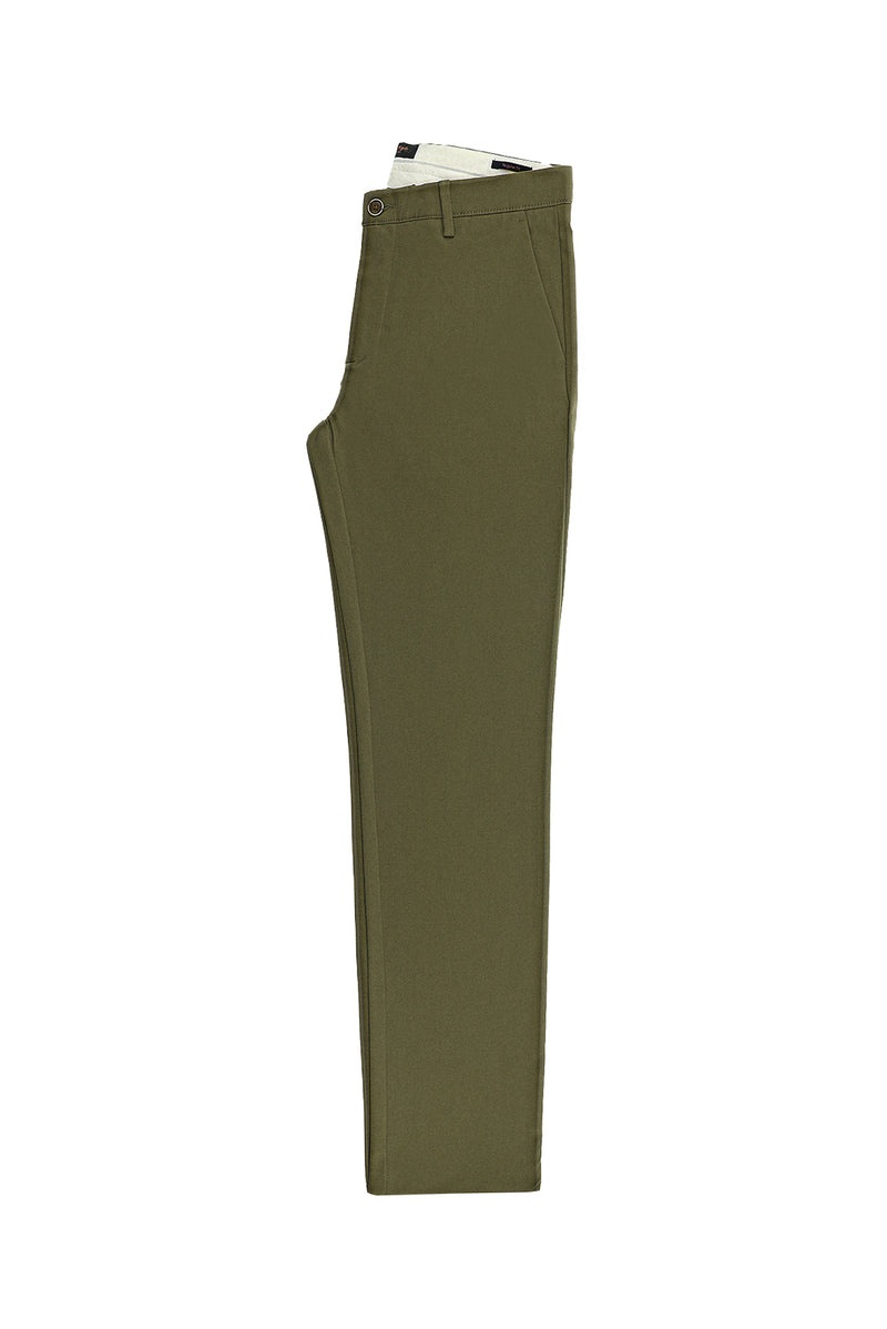 Orta Haki Regular Fit Likralı Kanvas / Chino Pantolon