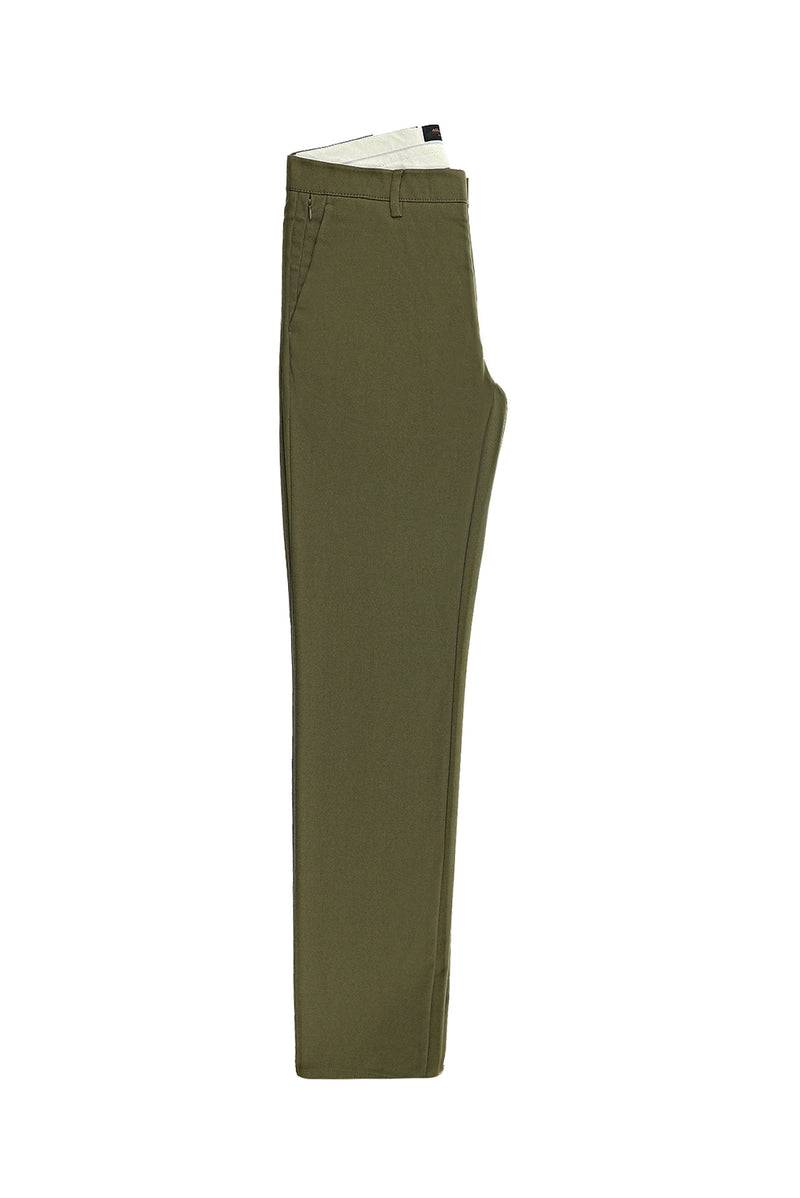 Orta Haki Regular Fit Likralı Kanvas / Chino Pantolon