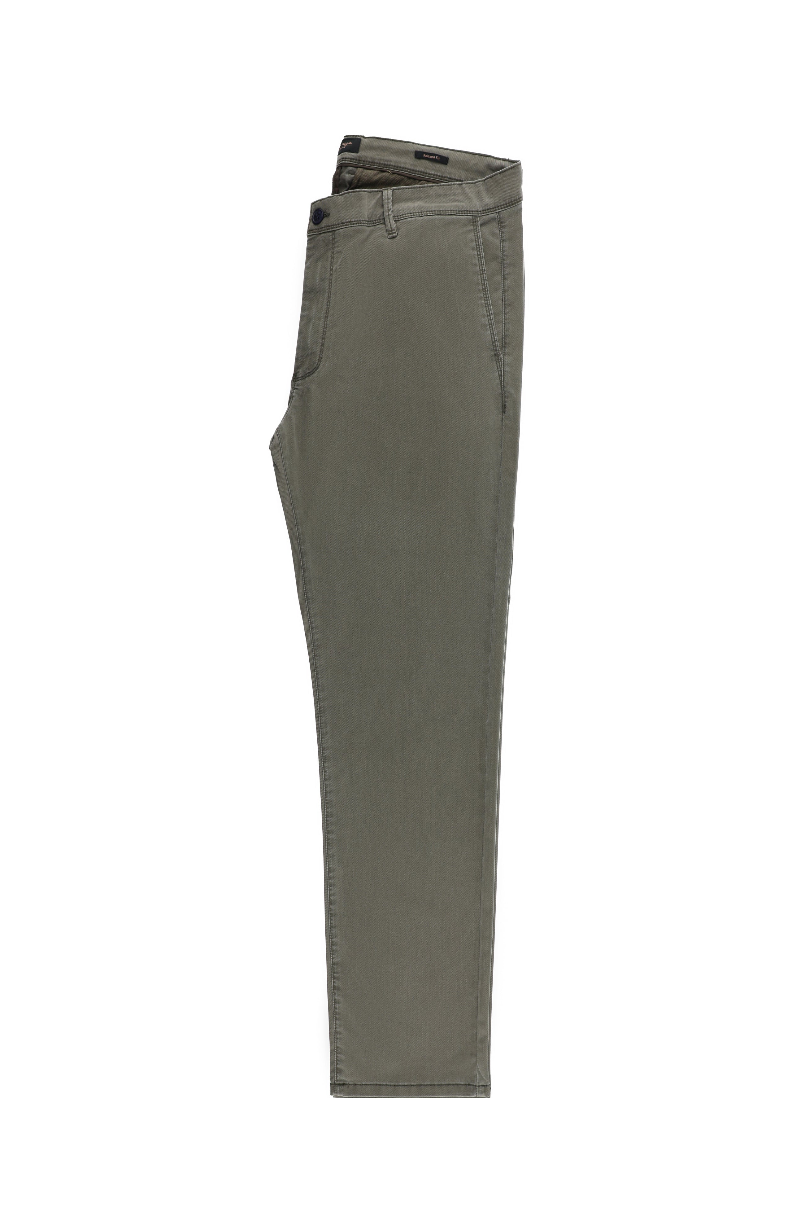 Orta Haki Regular Fit Likralı Kanvas / Chino Pantolon
