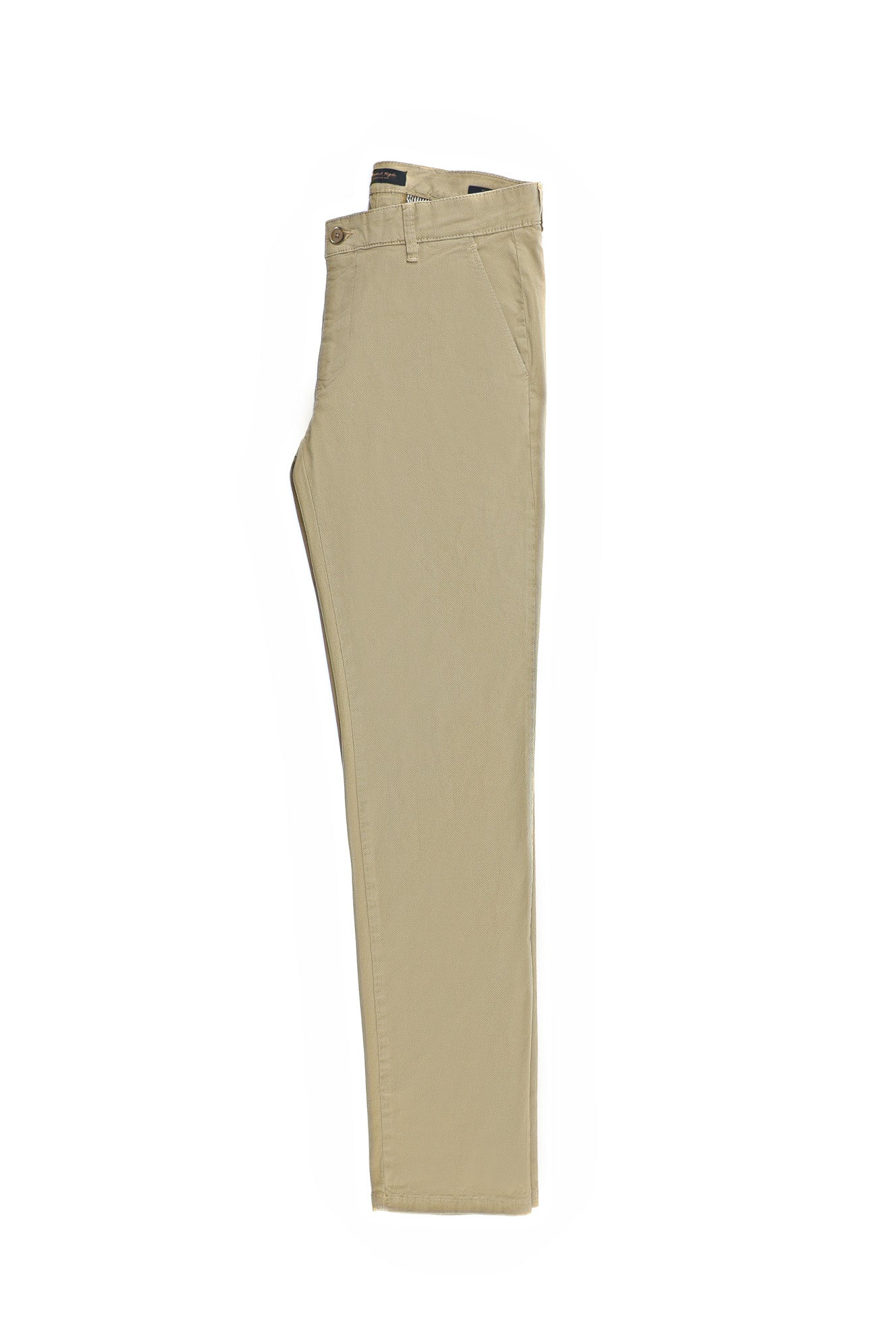 Açık Bej Slim Fit Dar Kesim Desenli Likralı Kanvas / Chino Pantolon