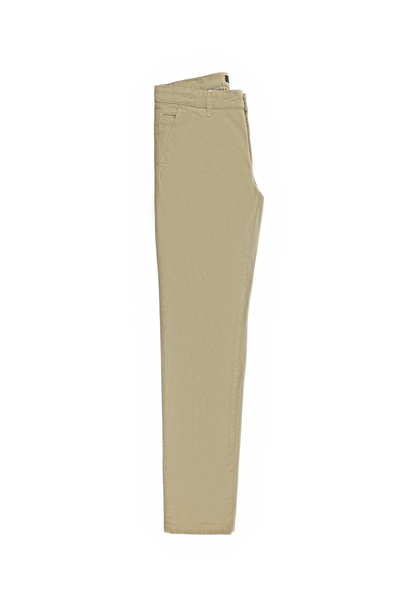 Açık Bej Slim Fit Dar Kesim Desenli Likralı Kanvas / Chino Pantolon