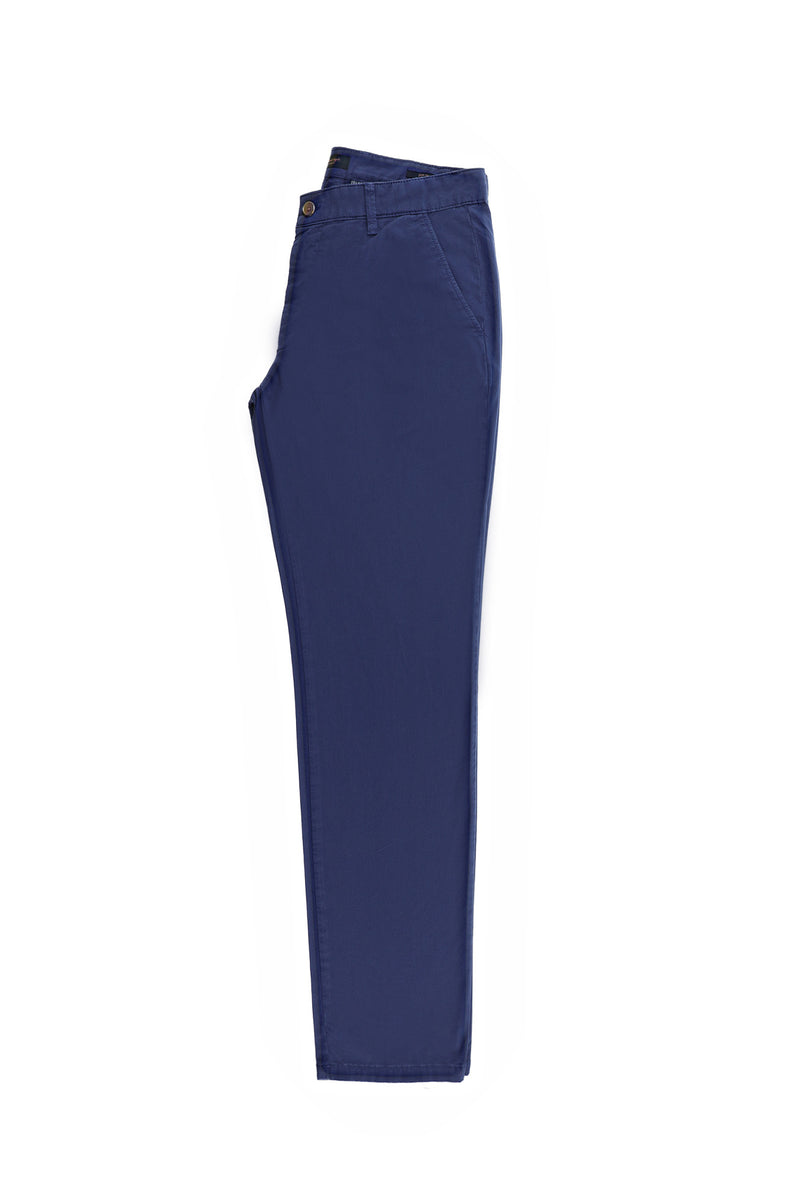 Koyu Lacivert Slim Fit Dar Kesim Desenli Likralı Kanvas / Chino Pantolon
