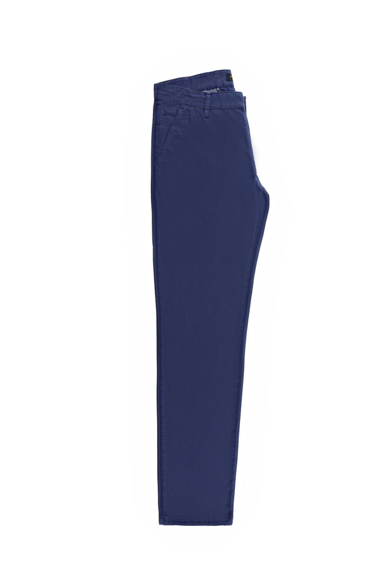 Koyu Lacivert Slim Fit Dar Kesim Desenli Likralı Kanvas / Chino Pantolon
