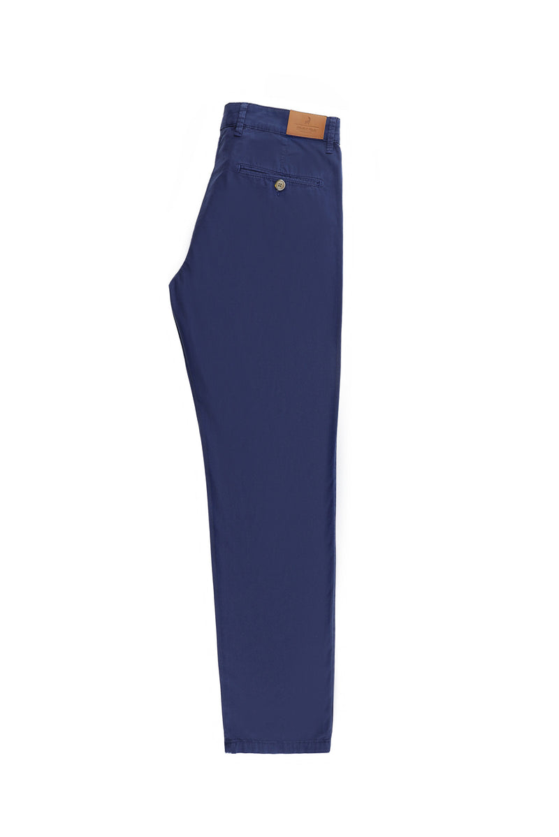 Koyu Lacivert Slim Fit Dar Kesim Desenli Likralı Kanvas / Chino Pantolon