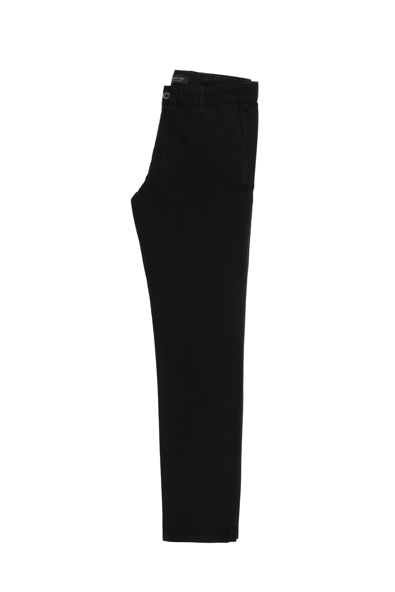 Siyah Regular Fit Desenli Likralı Kanvas / Chino Pantolon
