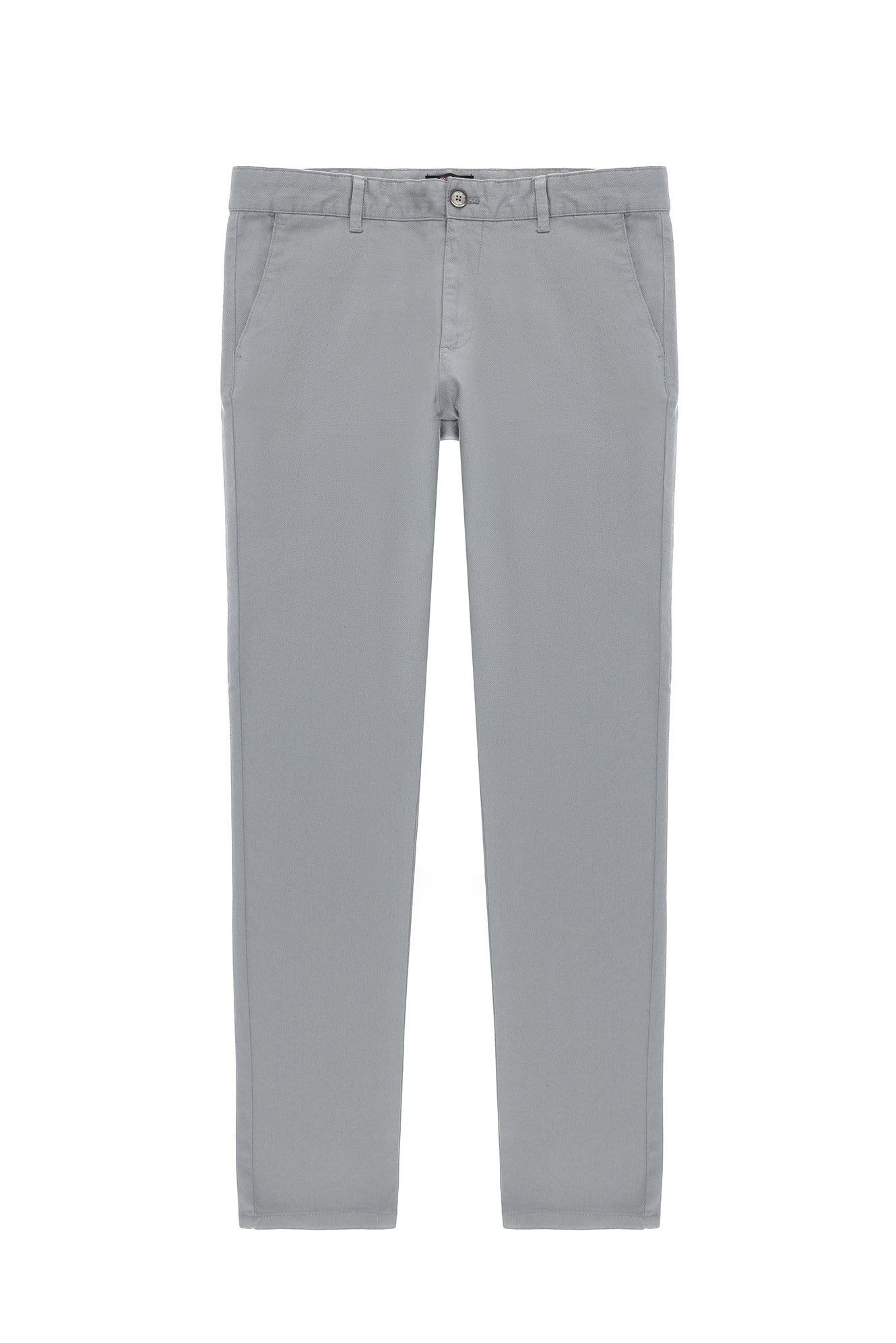 Açık Gri Regular Fit Desenli Likralı Kanvas / Chino Pantolon