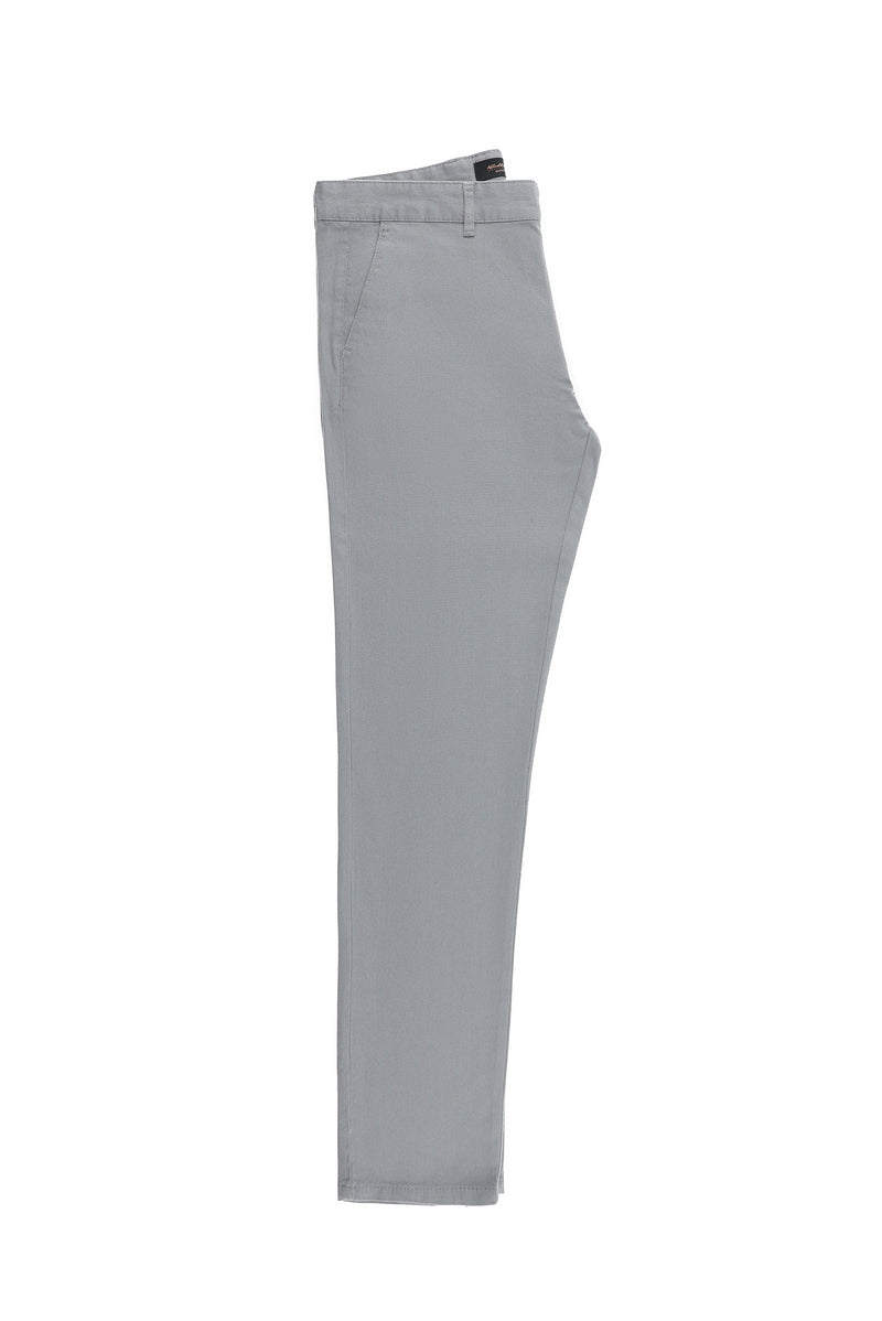 Açık Gri Regular Fit Desenli Likralı Kanvas / Chino Pantolon