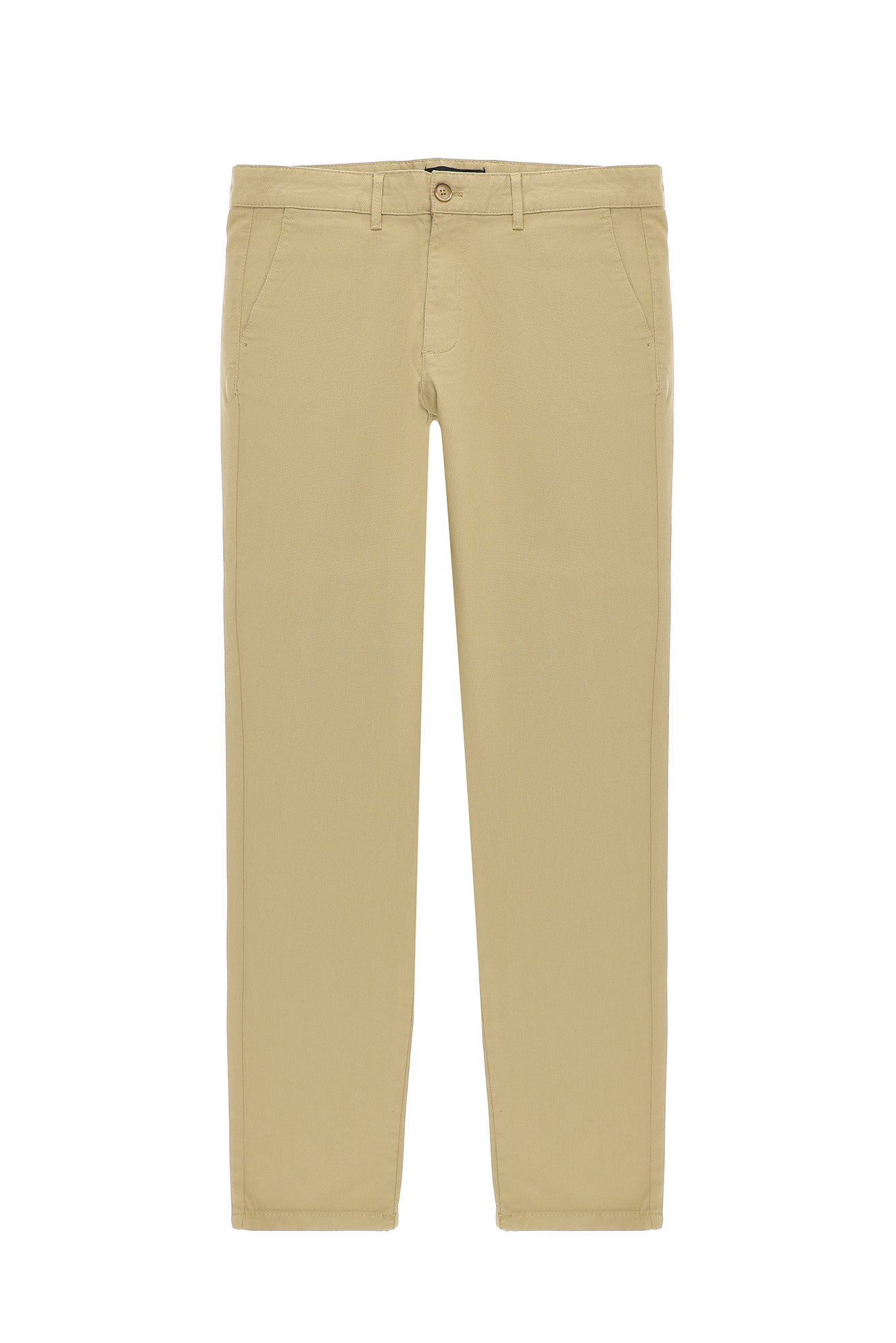 Koyu Bej Regular Fit Desenli Likralı Kanvas / Chino Pantolon